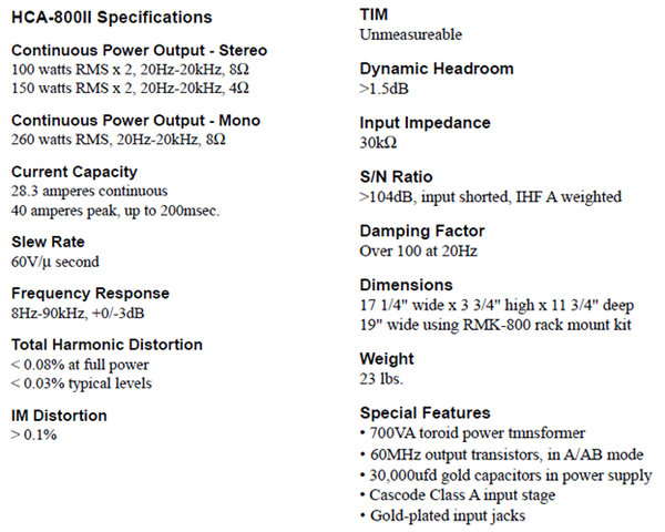 Parasound HCA 800II specs.jpg (230.16 KiB) Viewed 17530 times Parasound HCA 800II specs.jpg